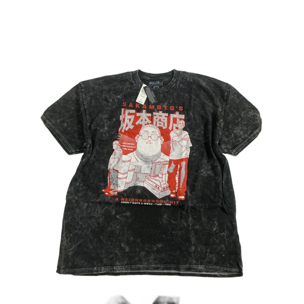 Sakamoto Days Shop Tee BoxLunch Netflix Anime Mineral Wash Black T-Shirt Men's X